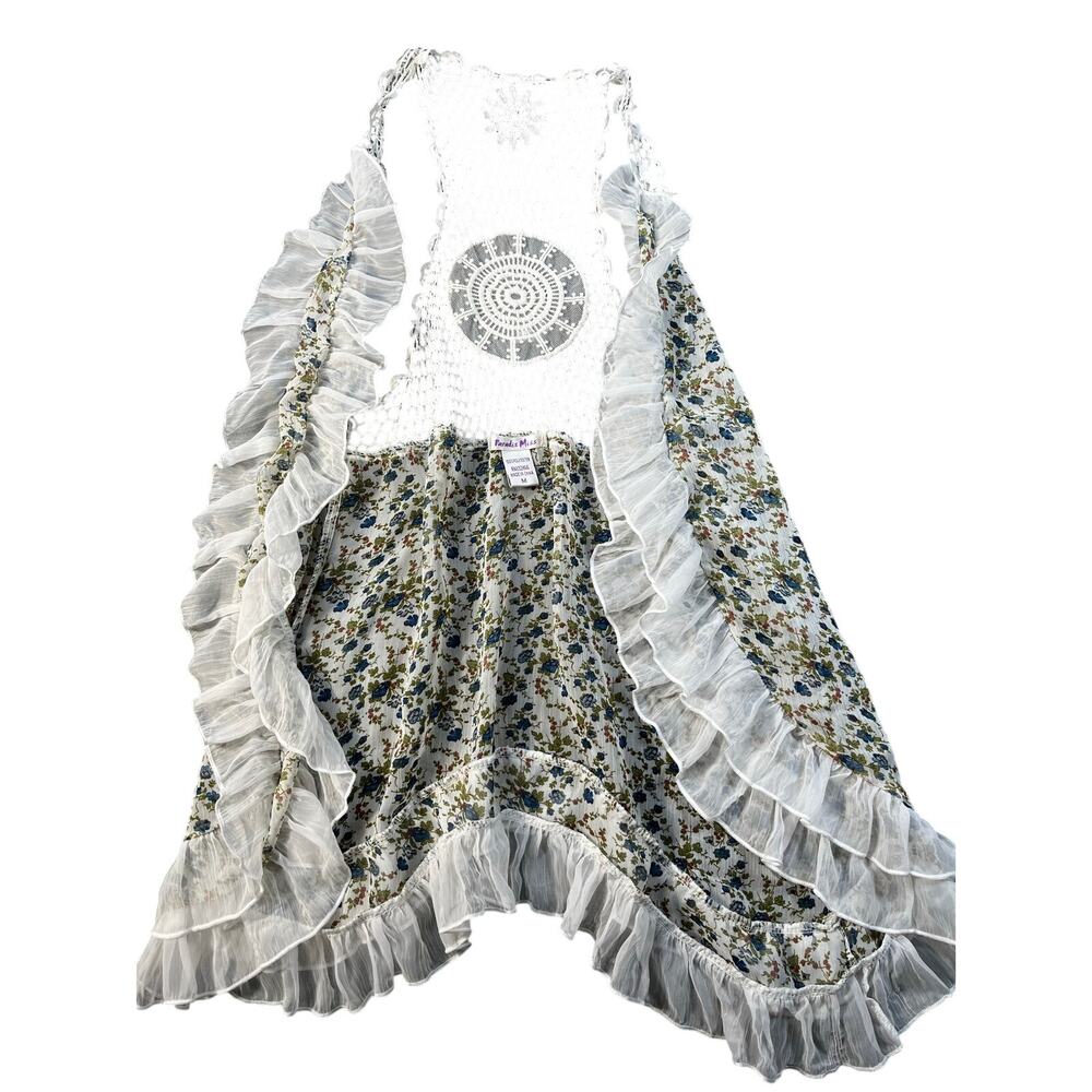 Paradis Miss M crochet duster ruffles cottage core style blue floral